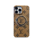 Classic Monogram iPhone Case With Holder Yellow Printing(Compatible With Magsafe)