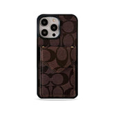 CH iPhone Case With Card Holder And Strap Dark Brown -SJ240513