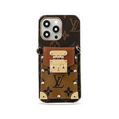 Monogram iPhone Case With Card Holder and Strap Brown-QBS240113