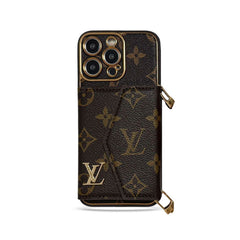 Monogram iPhone Case With Wallet And Strap Brown Big Printing-XFQ240329