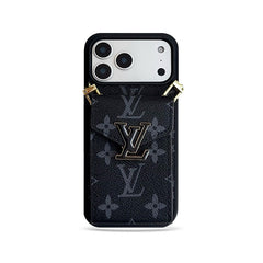 Classic Leather Monogram iPhone Case With Card Holder And Strap -DFK251126