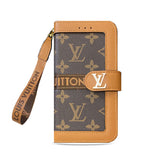 Luxury Leather Folio Monogram iPhone Case With Wallet And Strap Big Printing-GELB002
