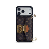 Classic Leather Monogram iPhone Case With Card Holder And Strap-MYK251605