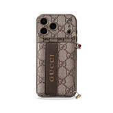 Trendy GG iPhone Case With Wallet And Crossbody Strap For iPhone 17 Series-GEGG008