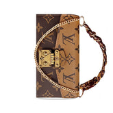 Luxury Leather Folio Monogram iPhone Case with Wallet And Wristlet Lanyard-GEMTY004