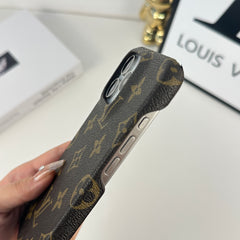 Luxury Leather Monogram Magnetic iPhone Case(Compatible With Magsafe)-GELV056