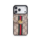 Classic Leather GG iPhone Case With Card Holder And Strap Brown-YHK251106