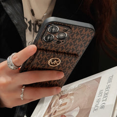 Leather MK iPhone Case With Card Holder-BHK251503