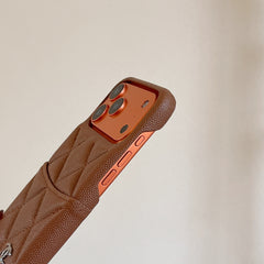 Classic Leather CC iPhone Case With Card Holder Brown For iPhone 17 Series-GECC034