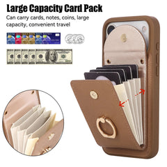 Leather iPhone Cases With Card Holder And Strap(With Stand)Brown-BC25030