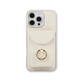 Leather iPhone Cases With Card Holder And Strap(With Stand) White-BC25031