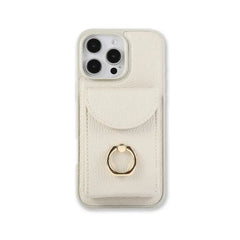 Leather iPhone Cases With Card Holder And Strap(With Stand) White-BC25031
