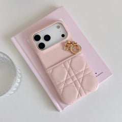 Stylish Leather CD iPhone Case With Card Holder Pink For iPhone 17 Series-GECD018