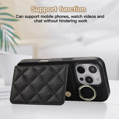Leather iPhone Cases With Card Holder & Mirror And Strap Black-BC25033