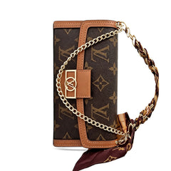 High-quality Leather Monogram iPhone Case With Flip Wallet And Chain-GELV218