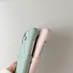 Leather CC Case With Crad Holder For iPhone Pink -PZB240603