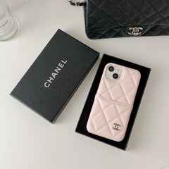 Leather CC Case With Crad Holder For iPhone Pink -PZB240603