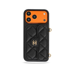 Elegant Leather CC iPhone Case With Wallet And Crossbody Strap-GECC189