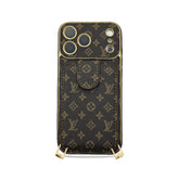Refined Leather Monogram iPhone Case With Wallet And Crossbody Strap For iPhone 17 Series-GELV150