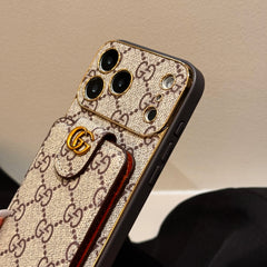 Classic Leather GG iPhone Case With Card Wallet And Strap For iPhone 17 Series-GEGG160