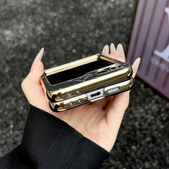 Elegant Leather Monogram Samsung Galaxy Z Flip Series Case-GELV105