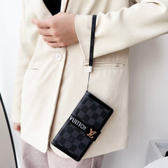 Classic Leather Fold Monogram iPhone Case With Card and Cash Holder-GEMTY001