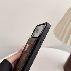 Luxury Leather Monogram iPhone Case With Card Holder -SXK251315
