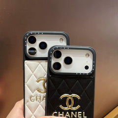 Luxury Leather CC iPhone Case For iPhone 17 Series White-YHK251746