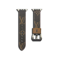 Classic Leather Monogram Apple Watch Band Big Printing-GELV064