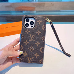 Leather Wallet Flip Monogram iPhone Case Big Printing-GELB001