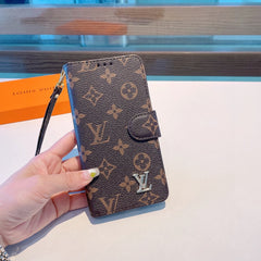 Leather Wallet Flip Monogram iPhone Case Big Printing-GELB001
