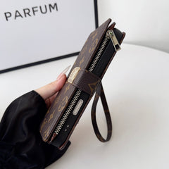 Flip Wallet Case for iPhone with Card Slots and Zipper Pocket-GELB003