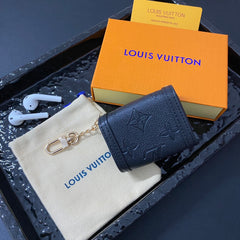 Premium Leather Monogram AirPods Cases Black Printing-GELV135