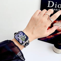 Refined Leather CD Apple Watch Band Black-GECD117