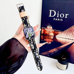 Refined Leather CD Apple Watch Band Black-GECD117