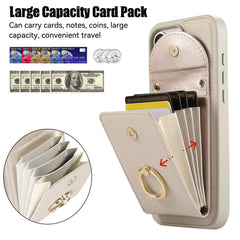 Leather iPhone Cases With Card Holder And Strap（With Stand） White-BC25031