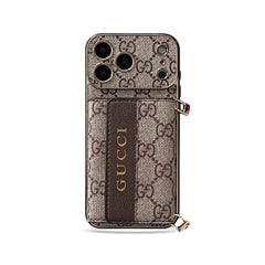 Trendy GG iPhone Case With Wallet And Crossbody Strap For iPhone 17 Series-GEGG008