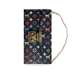 Leather Folio Monogram iPhone Case With Card Holder And Crossbody Chain-GEMTY003