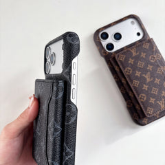 Leather Monogram iPhone Case With Wallet For iPhone 17 Series-GELV154
