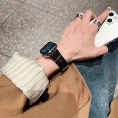 Elegant Leather PR Apple Watch Band Black Printing-GEPR122