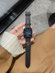 Elegant Leather PR Apple Watch Band Black Printing-GEPR122