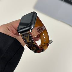 Luxury Leather Monogram Apple Watch Band Small Printing-GELV065
