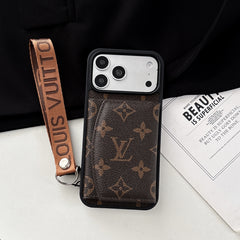 Luxury Monogram  iPhone Case With Wallet And Strap For iPhone 17 Series-GELV157