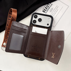 Luxury Monogram  iPhone Case With Wallet And Strap For iPhone 17 Series-GELV157