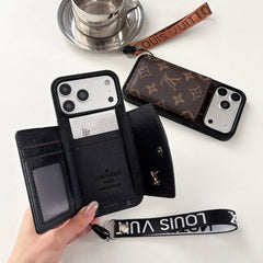 Luxury Monogram  iPhone Case With Wallet And Strap For iPhone 17 Series-GELV157