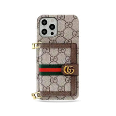GG iPhone Case With Wallet And Crossbody Strap Brown -XK240330