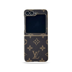 Elegant Leather Monogram Samsung Galaxy Z Flip Series Case-GELV105