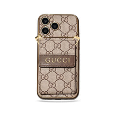 Premium  Leather GG iPhone Case With Card Wallet And Crossbody Strap For iPhone 17 Series-GEGG165