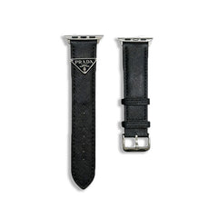 Elegant Leather PR Apple Watch Band Black Printing-GEPR122