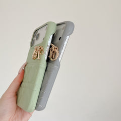 Stylish Leather CD iPhone Case With Card Holder Pink For iPhone 17 Series-GECD018